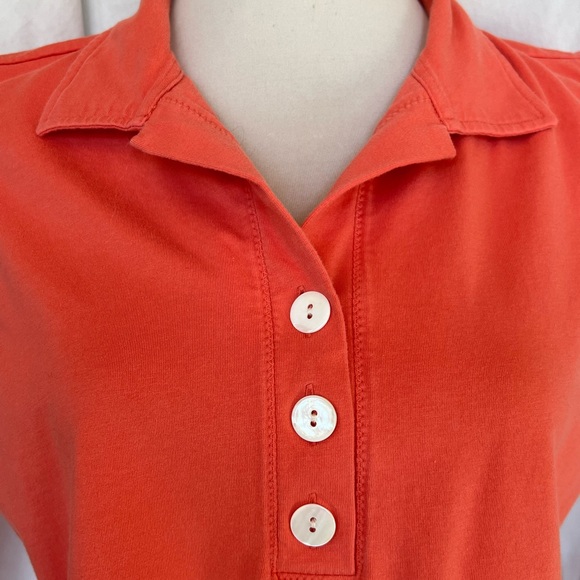 Chico's Women's Collared Tank Top 2 Orange Knit Stretch Sleeveless Button Large - Picture 3 of 9